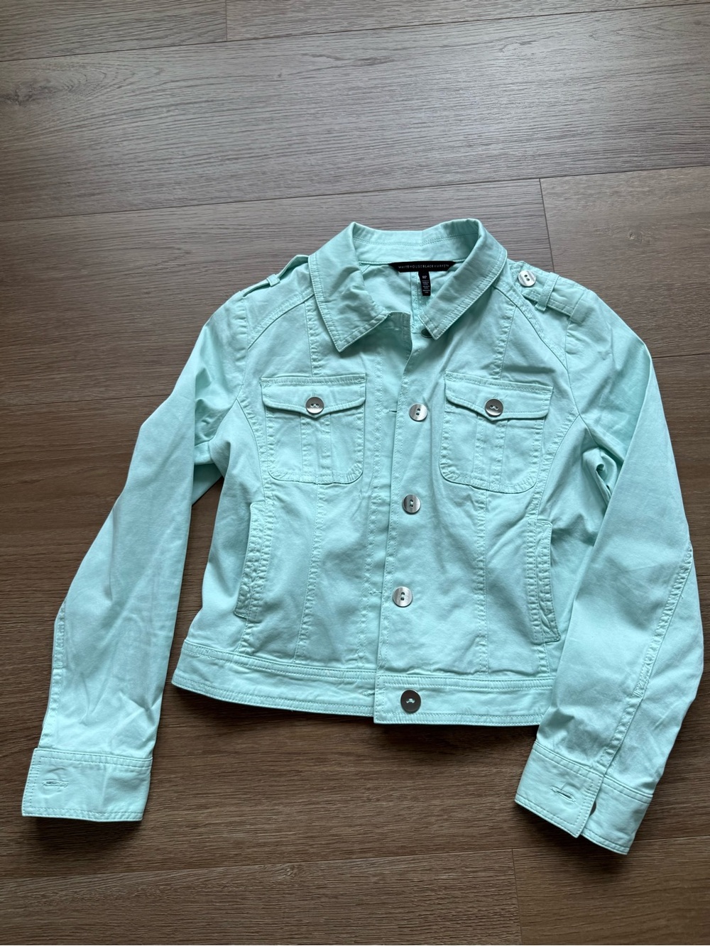 White House Black Market Girls' Mint Green Jean Jacket